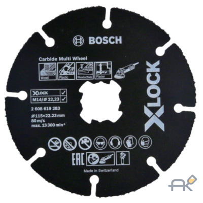 Круг отрезной 115х1.0x22.2 мм для дерева X-LOCK Carbide Multi Wheel BOSCH (подходит для всех типов УШМ) (2608619283)